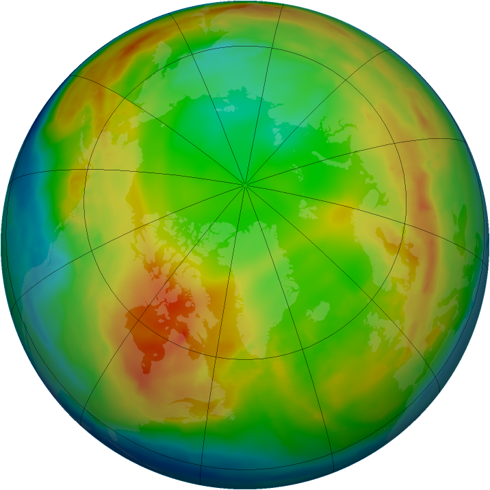 Arctic ozone map for 22 January 2011